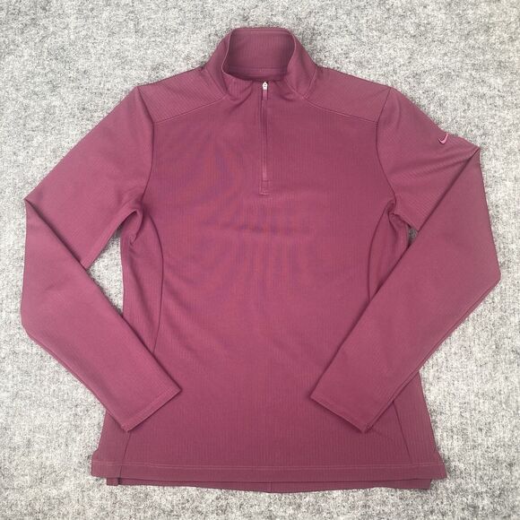 Nike Tops - Nike Dri-fit Shirt Women Small Red Burgundy Long Sleeve Quarter Zip